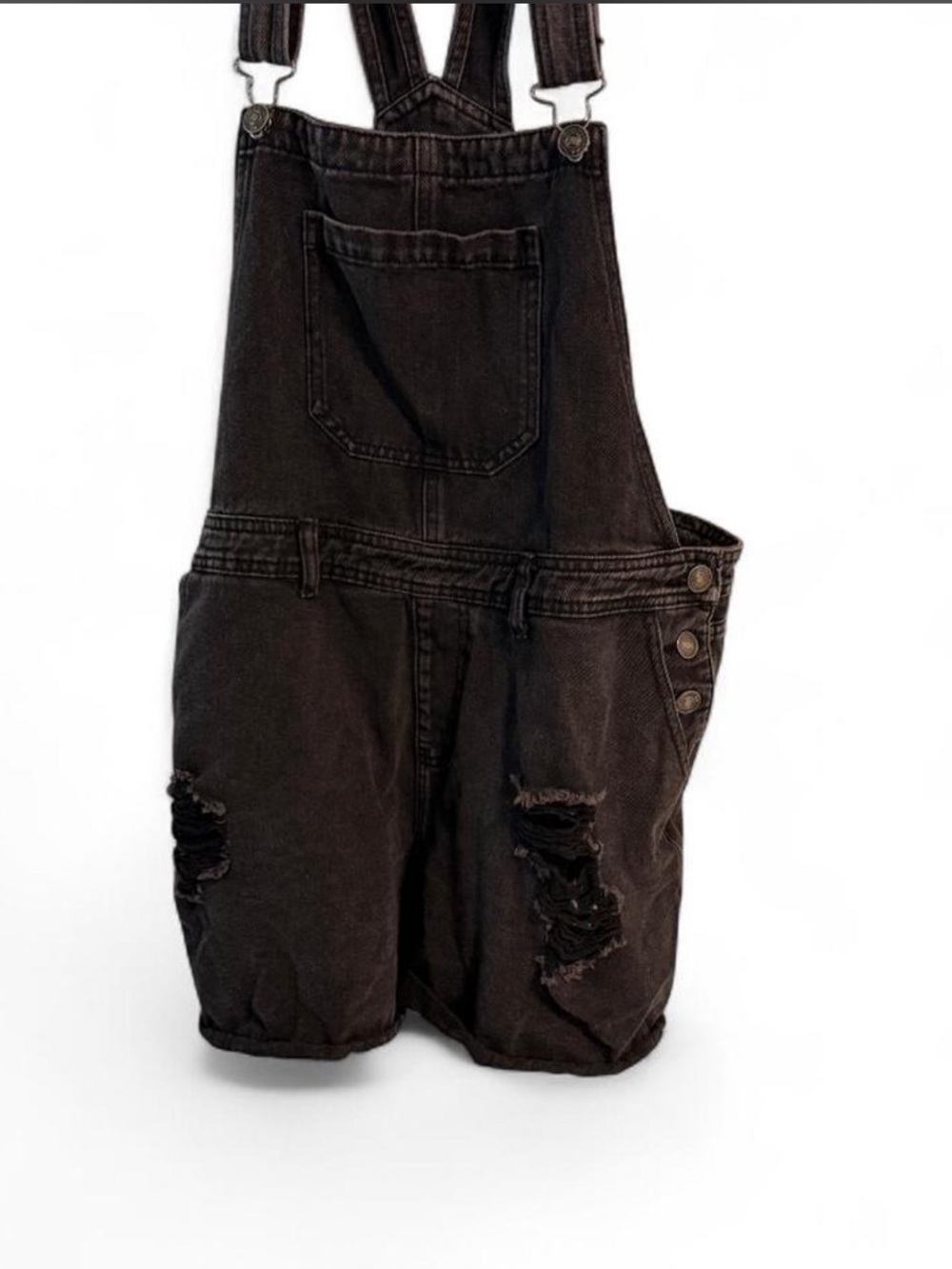 Forever 21 Black Denim Short Overalls